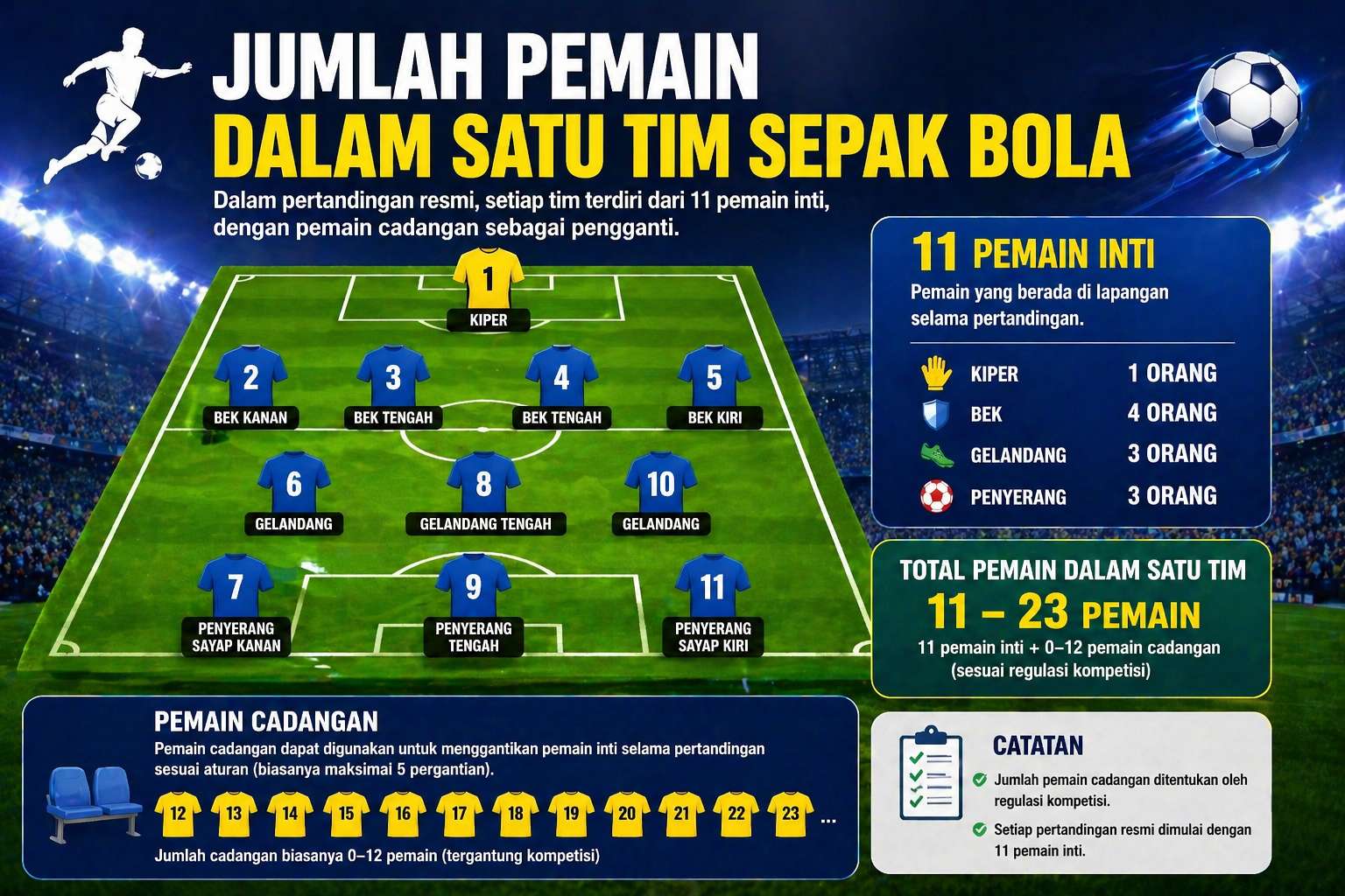 Jumlah Pemain Dalam Satu Tim Sepak Bola