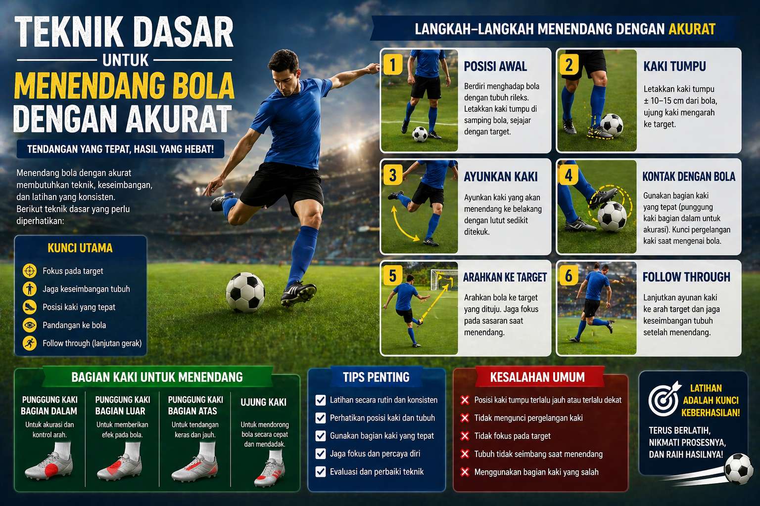 Teknik Dasar Untuk Menendang Bola Dengan Akurat