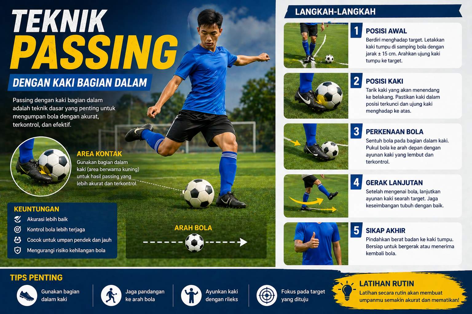 Teknik Passing Dengan Kaki Bagian Dalam