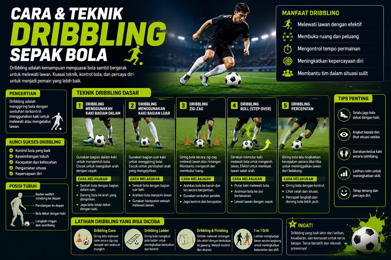 Cara Teknik Dribbling Sepak Bola