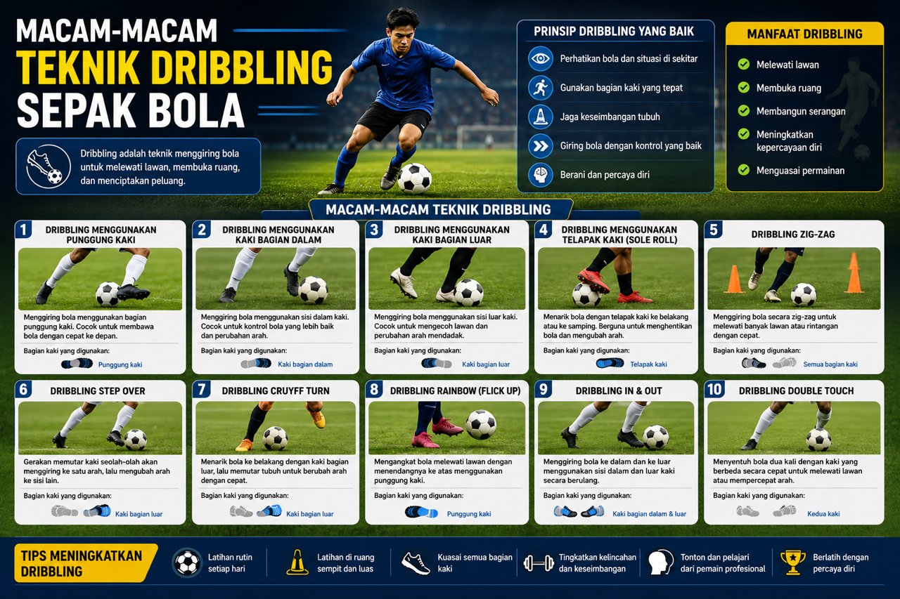 Macam-Macam Teknik Dribbling Sepak Bola