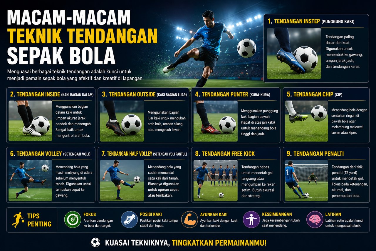 Macam-Macam Teknik Tendangan Sepak Bola