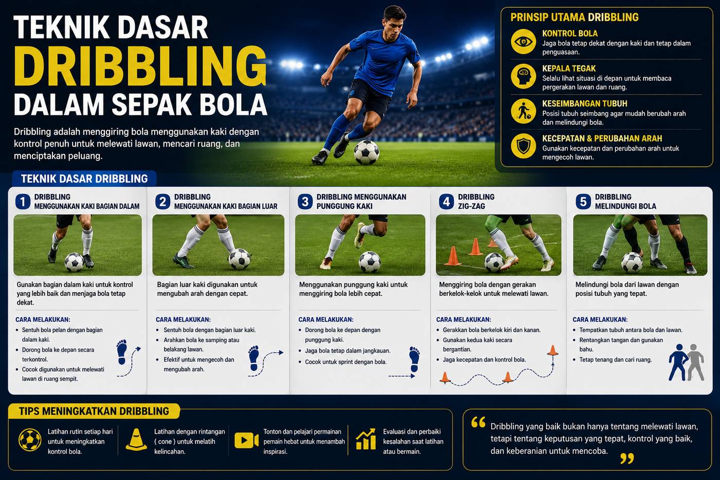 Teknik Dasar Dribbling Dalam Sepak Bola
