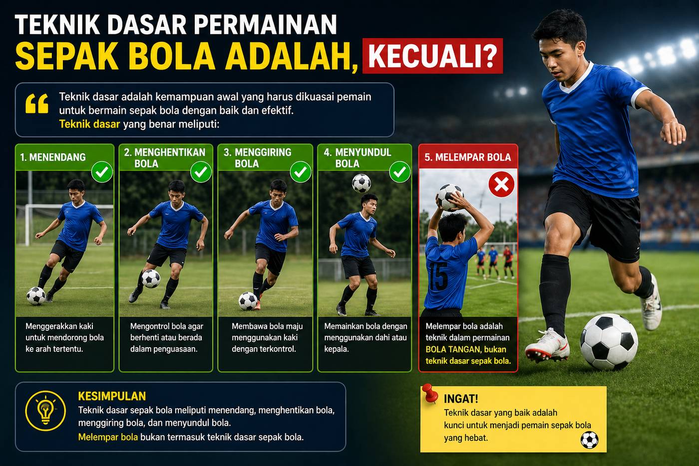 Teknik Dasar Permainan Sepak Bola Adalah Kecuali