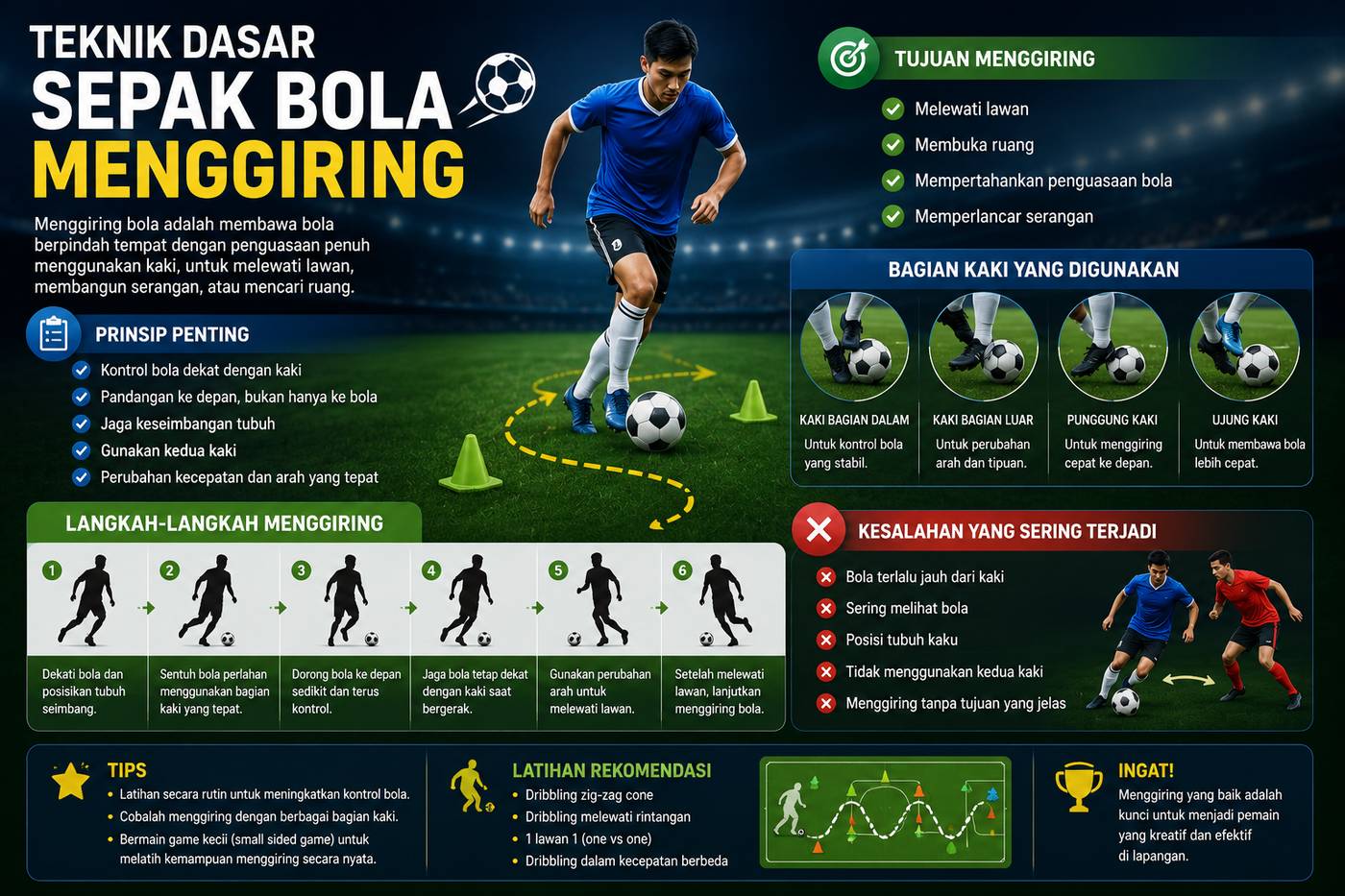 Teknik Dasar Sepak Bola Menggiring