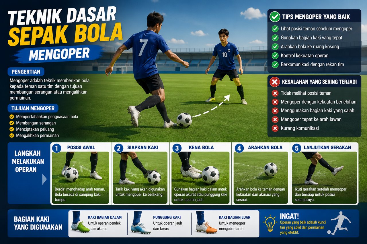 Teknik Dasar Sepak Bola Mengoper