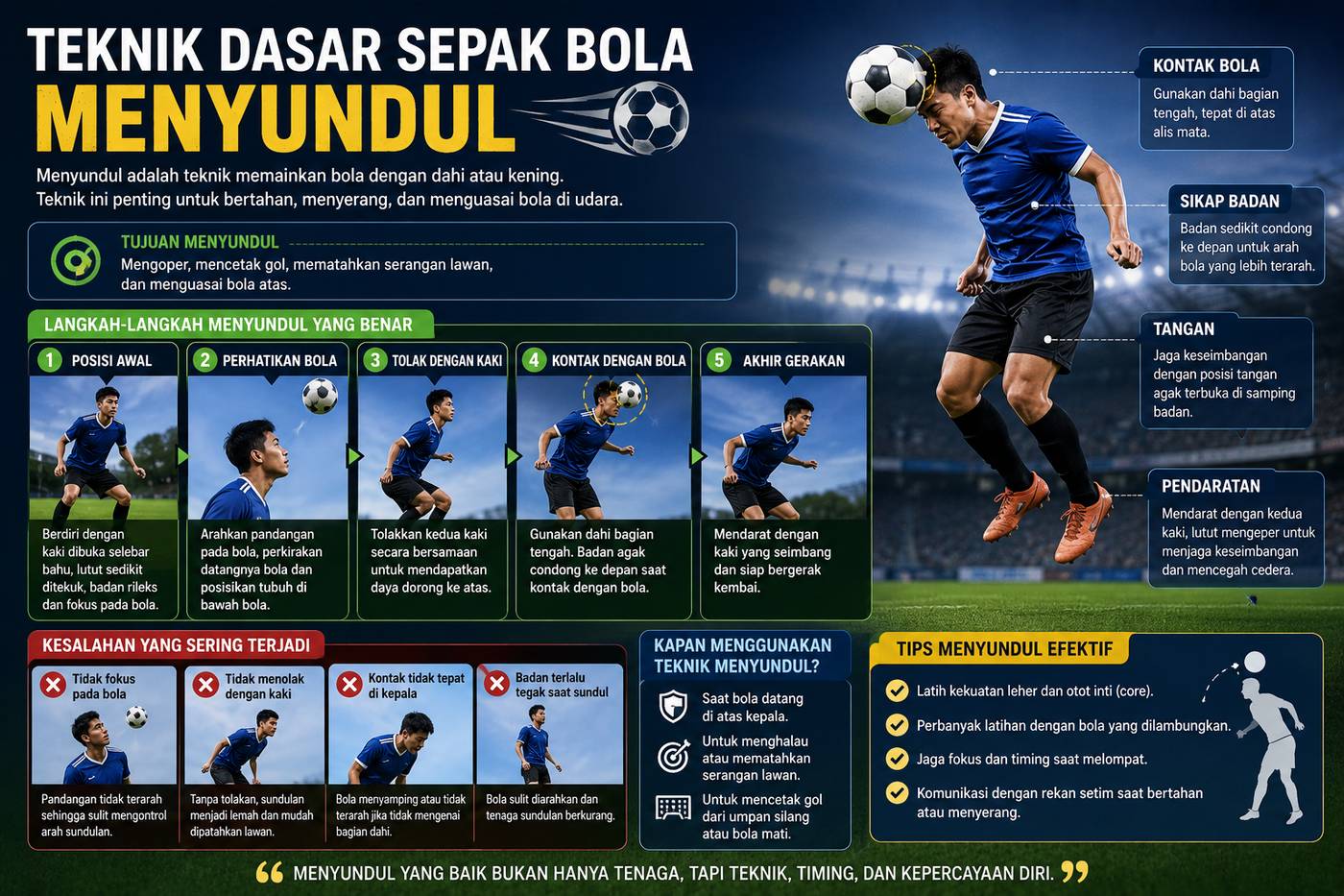Teknik Dasar Sepak Bola Menyundul