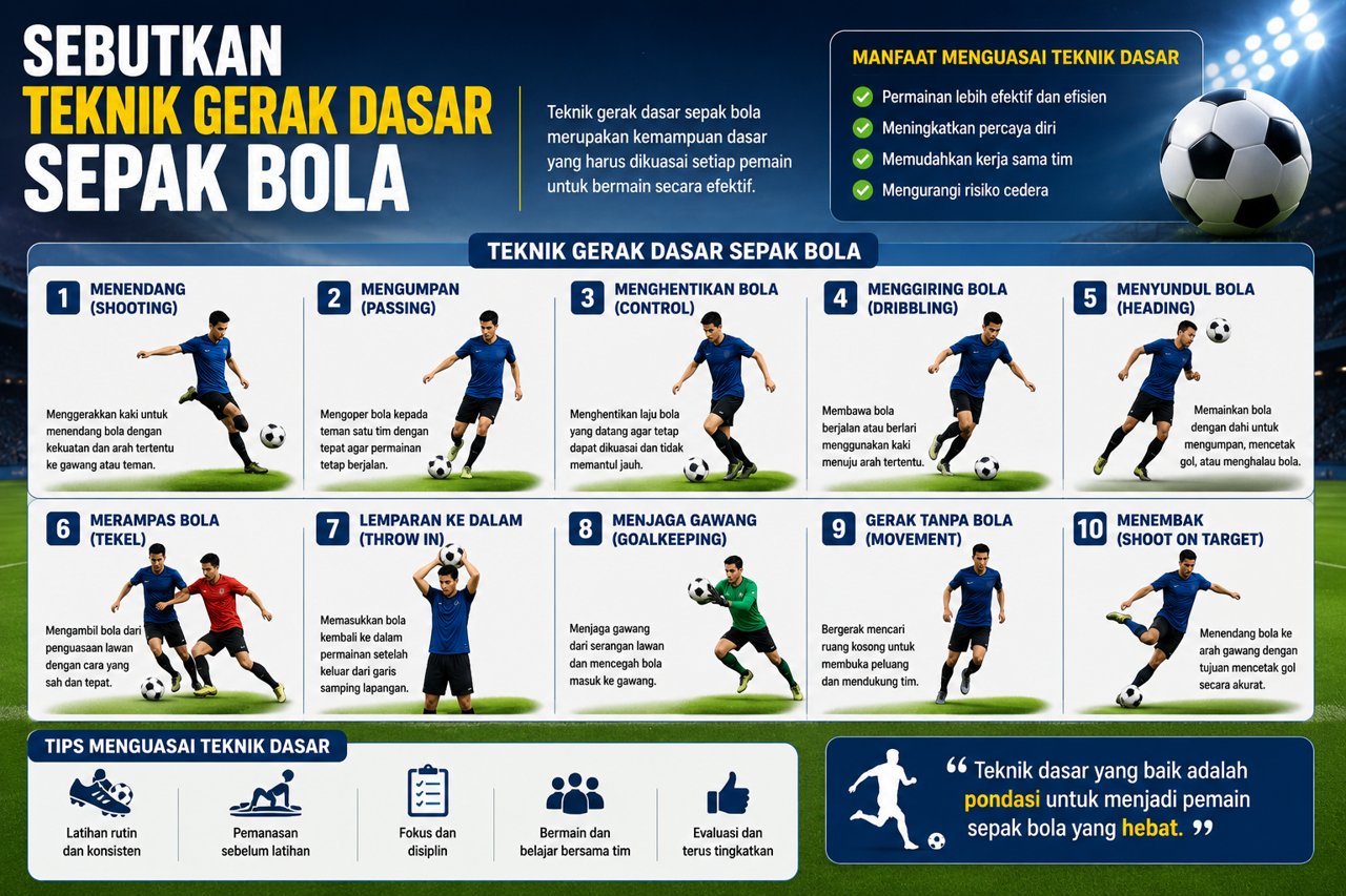 Sebutkan Teknik Gerak Dasar Sepak Bola