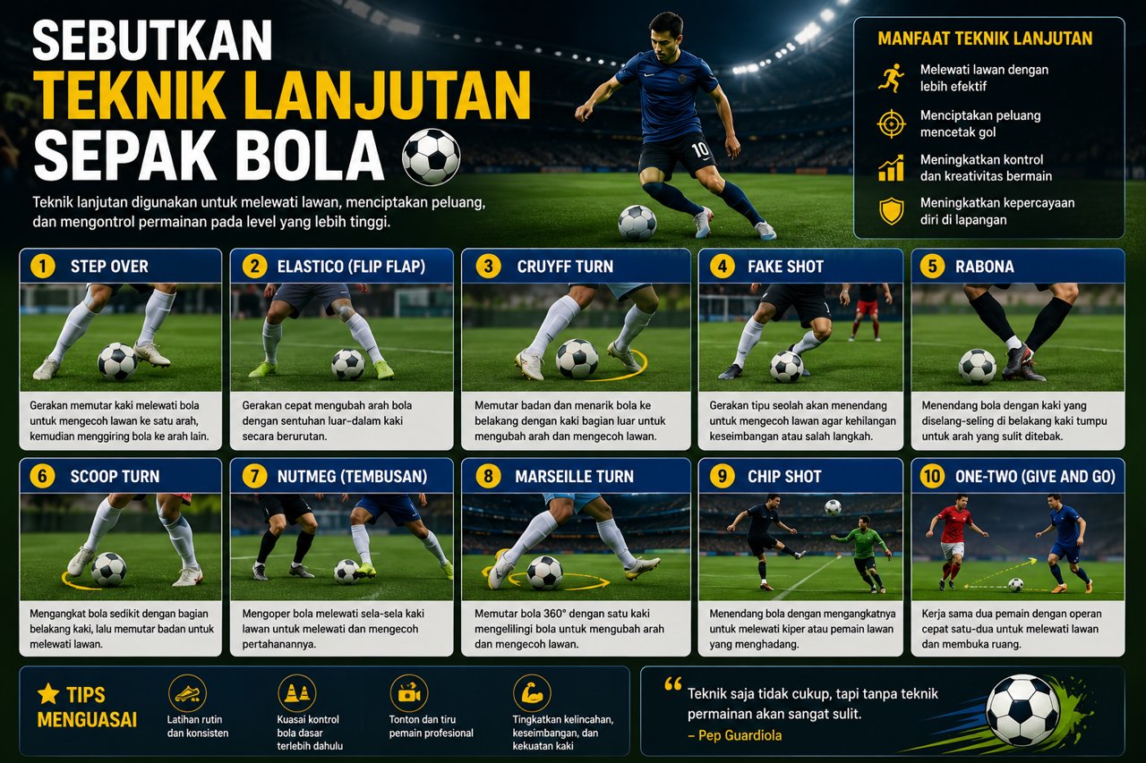 Sebutkan Teknik Lanjutan Sepak Bola