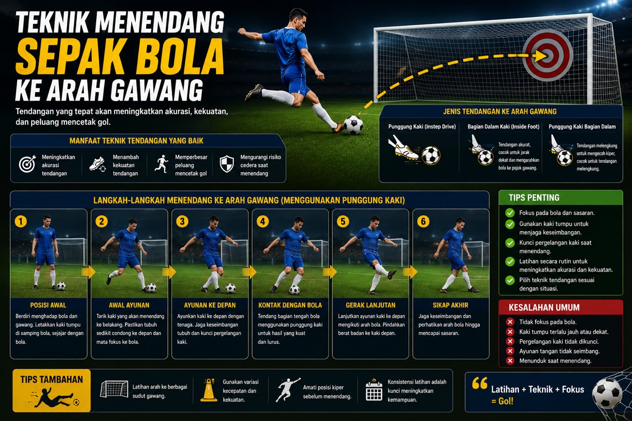 Teknik Menendang Sepak Bola Ke Arah Gawang