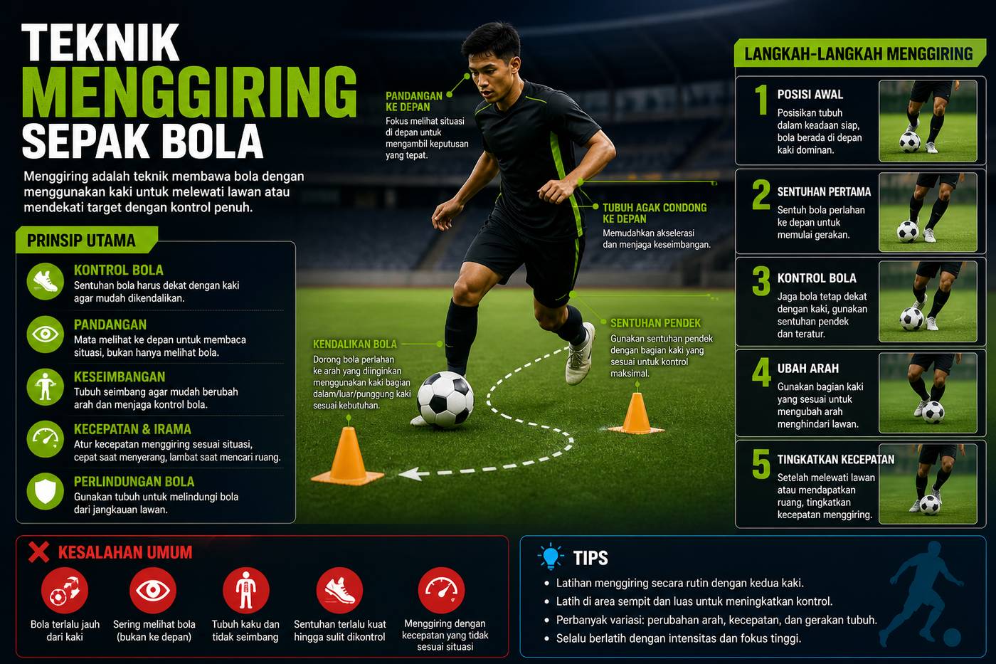 Teknik Menggiring Sepak Bola