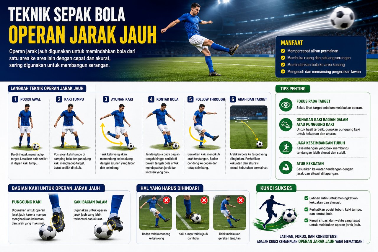 Teknik Sepak Bola Operan Jarak Jauh