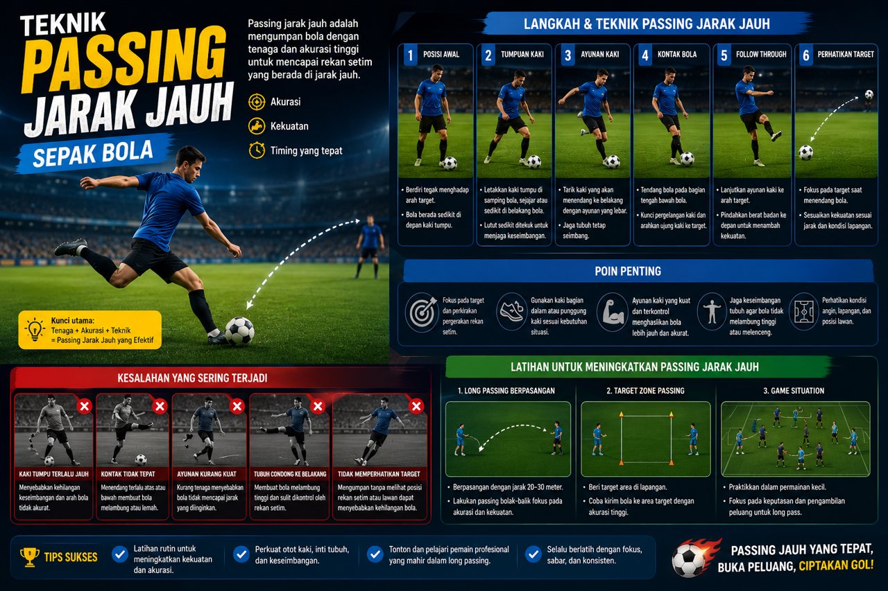 Teknik Passing Jarak Jauh Sepak Bola