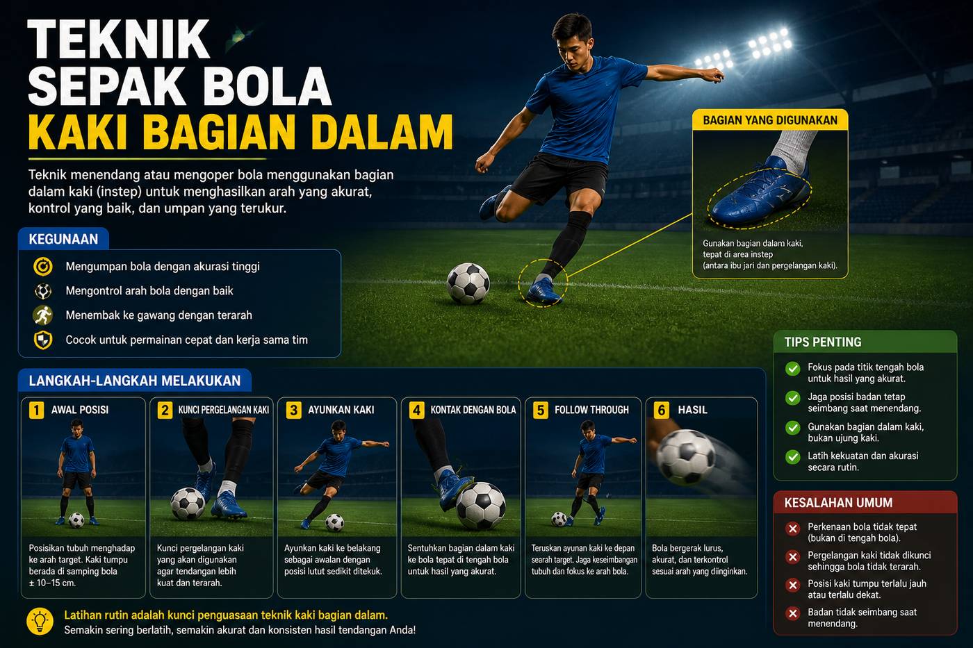 Teknik Sepak Bola Kaki Bagian Dalam