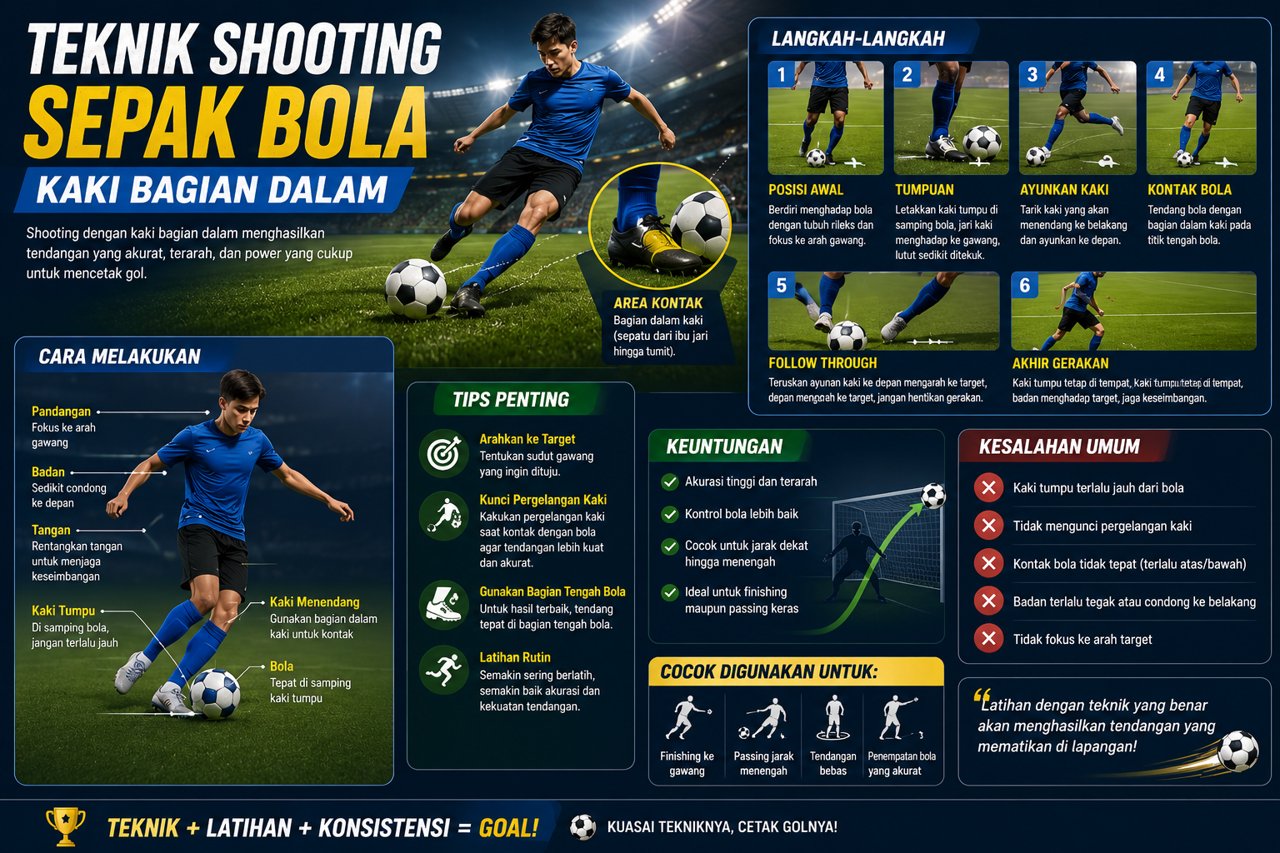 Teknik Shooting Sepak Bola Kaki Bagian Dalam