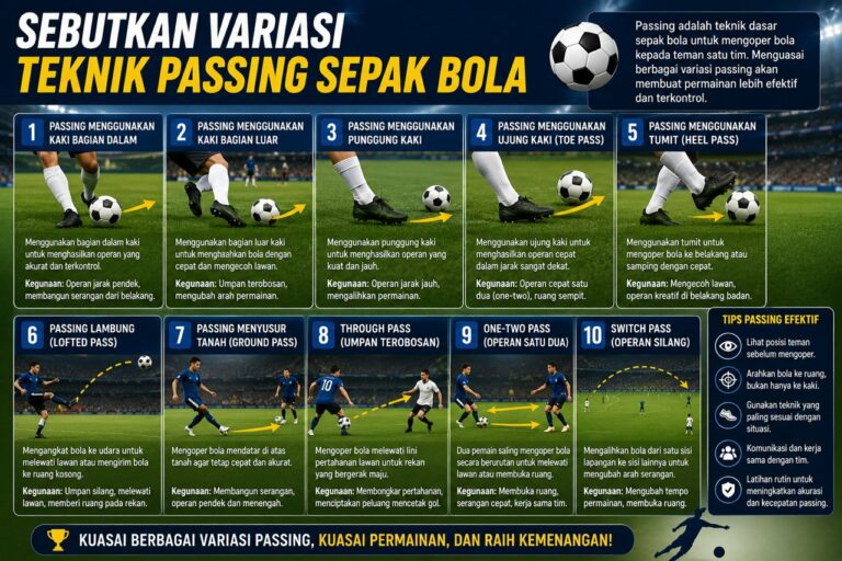 Sebutkan Variasi Teknik Passing Sepak Bola