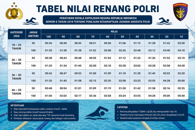 Tabel Nilai Renang Polri
