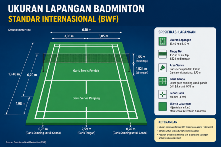 Ukuran Lapangan Badminton Standar