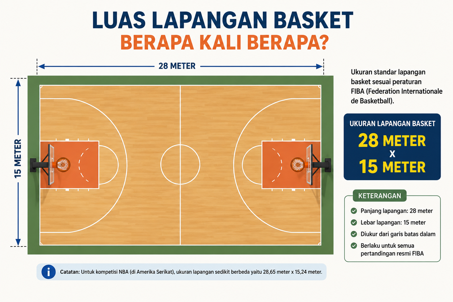 Luas Lapangan Basket Berapa