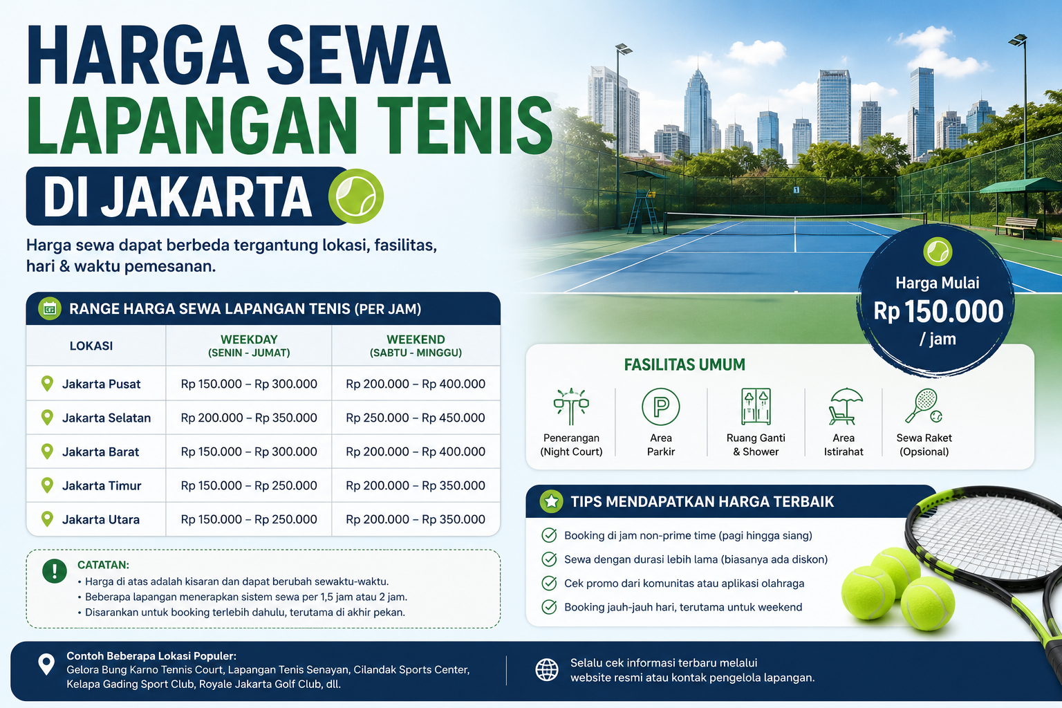 Harga Sewa Lapangan Tenis