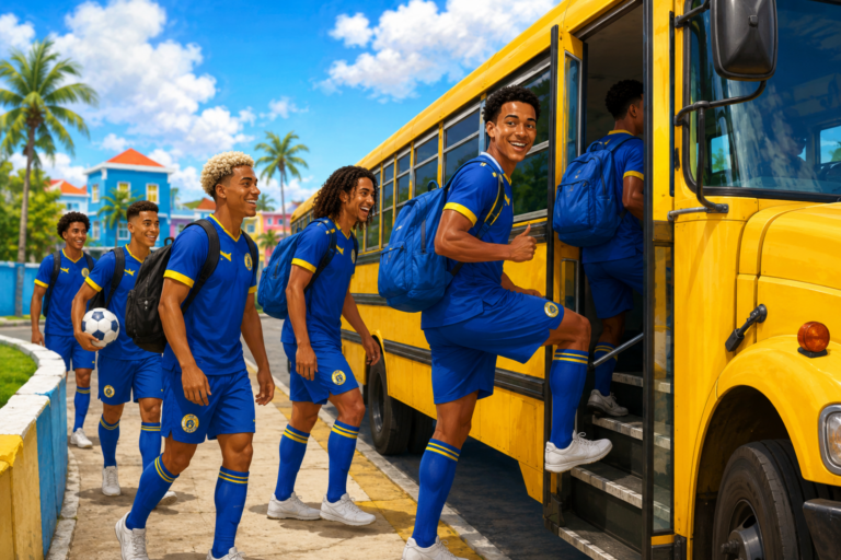 Skuad Curacao Naik Bus Sekolah