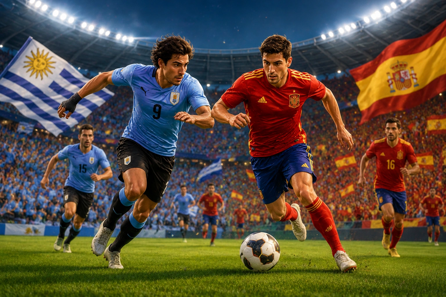 Susunan Pemain Uruguay vs Spain