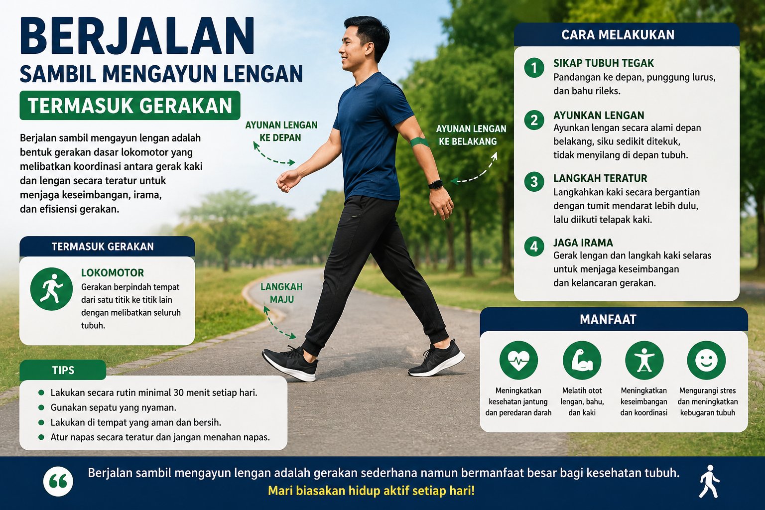 Berjalan Sambil Mengayun Lengan Termasuk Gerakan