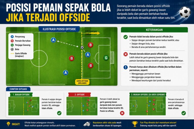 Posisi Pemain Sepak Bola Jika Terjadi Offside