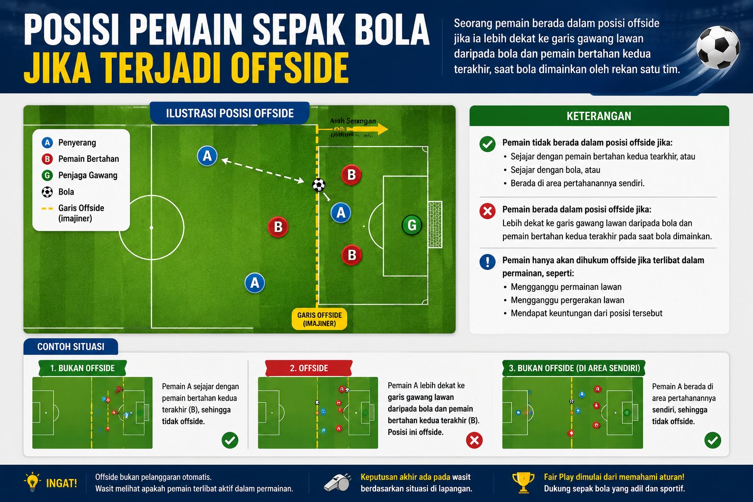 Posisi Pemain Sepak Bola Jika Terjadi Offside