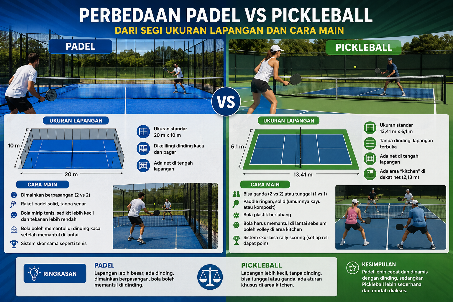 Perbedaan Padel Vs Pickleball