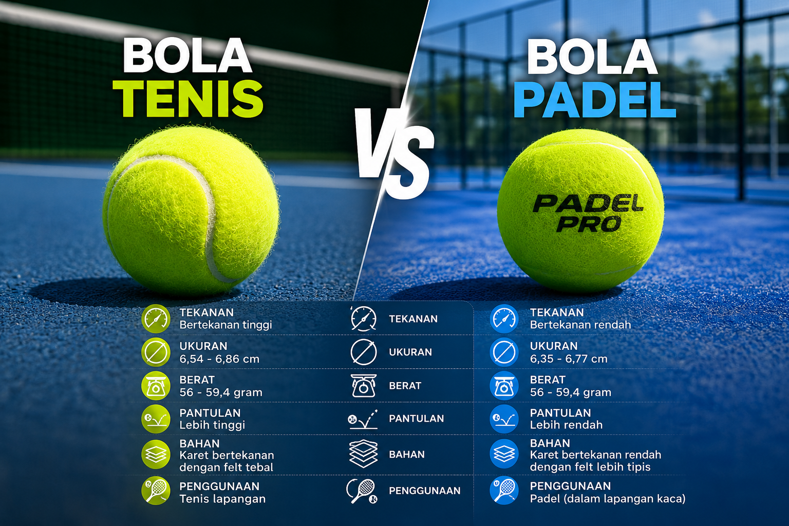 Beda Bola Padel Tenis