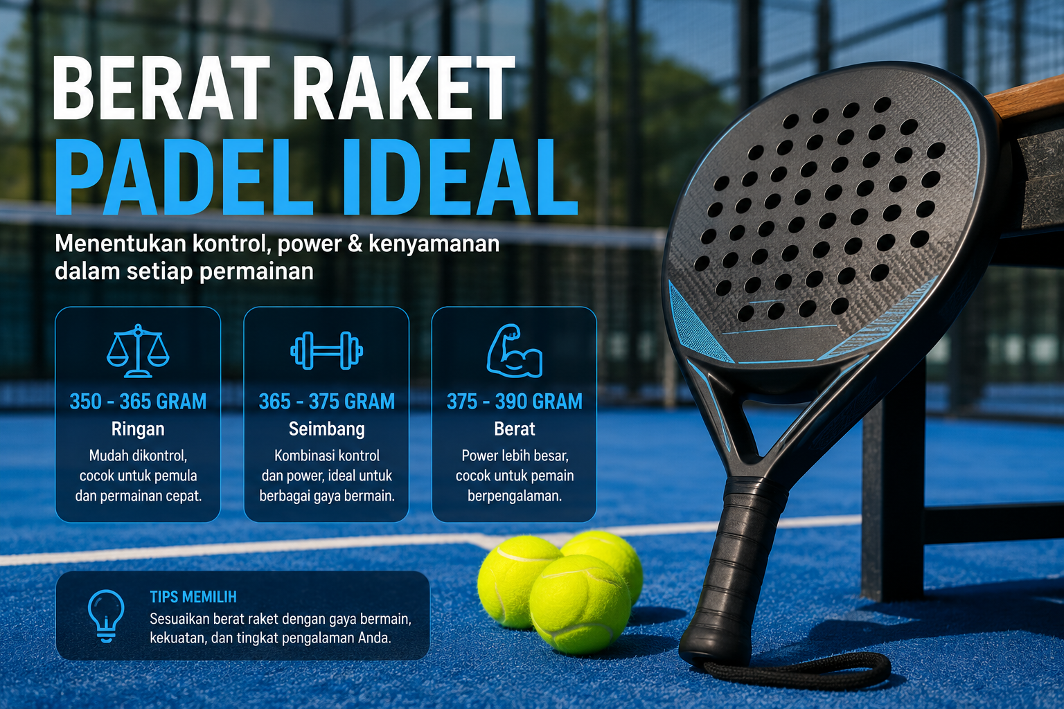 Berat Raket Padel Ideal