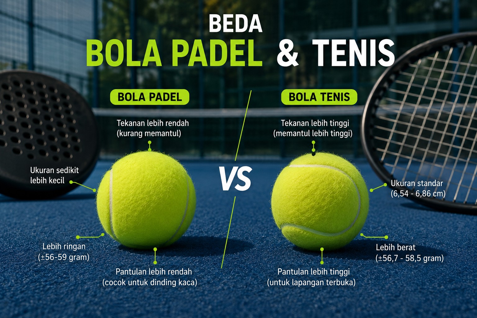 Beda Bola Padel Tenis