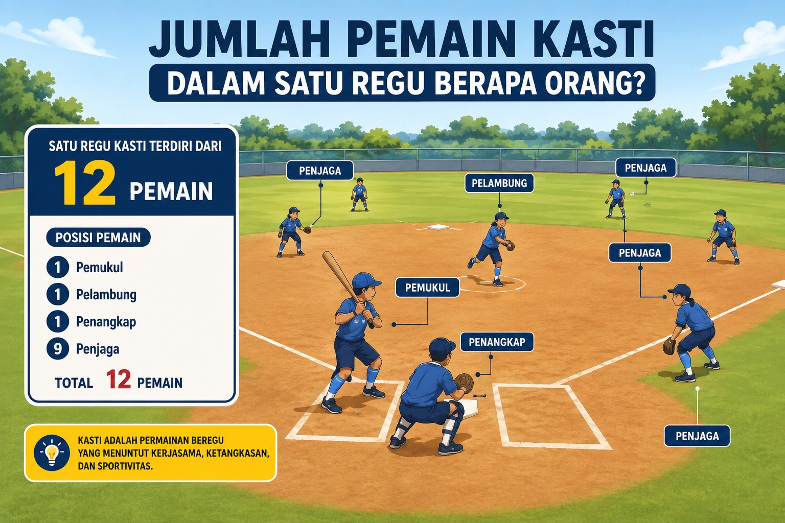 Jumlah Pemain Kasti Dalam Satu Regu