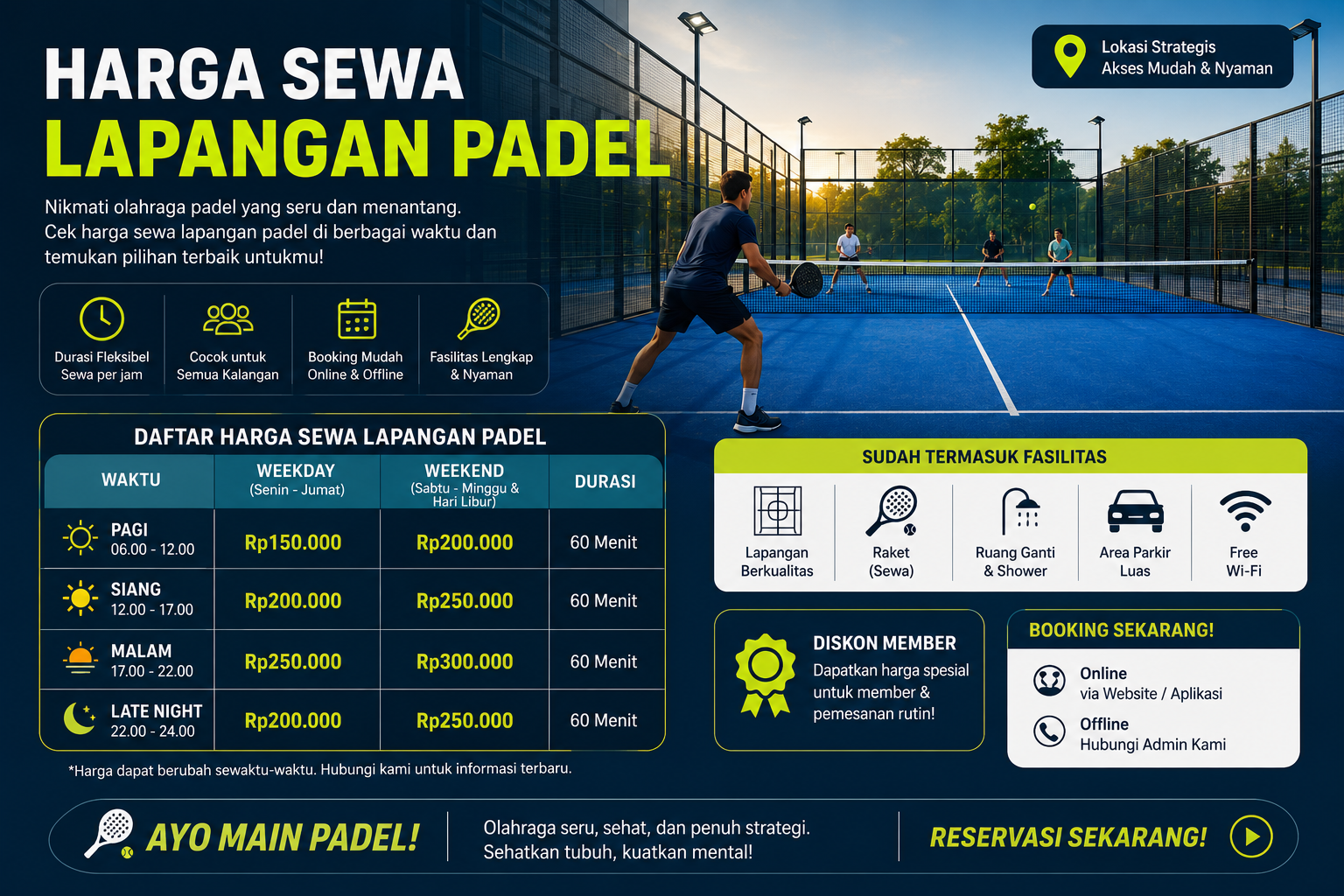 Harga Sewa Lapangan Padel