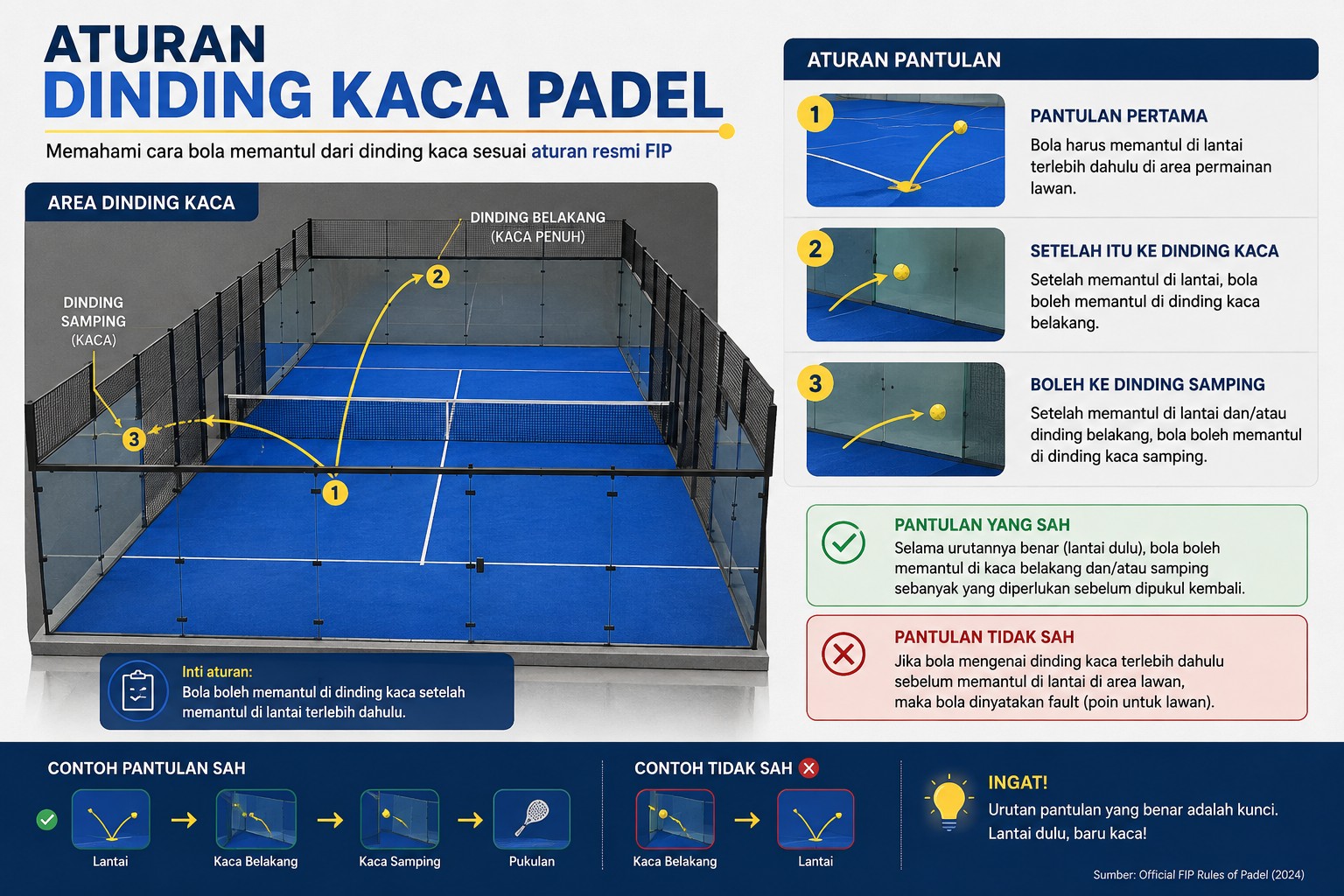 Aturan Dinding Kaca Padel