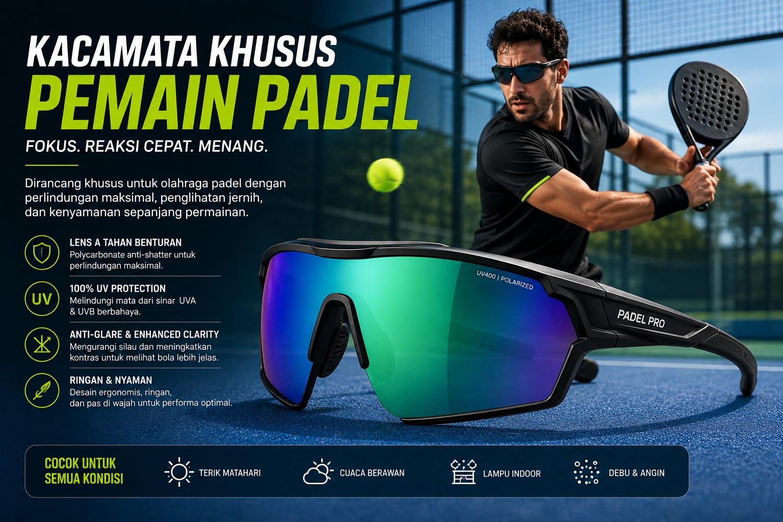 Kacamata Khusus Pemain Padel