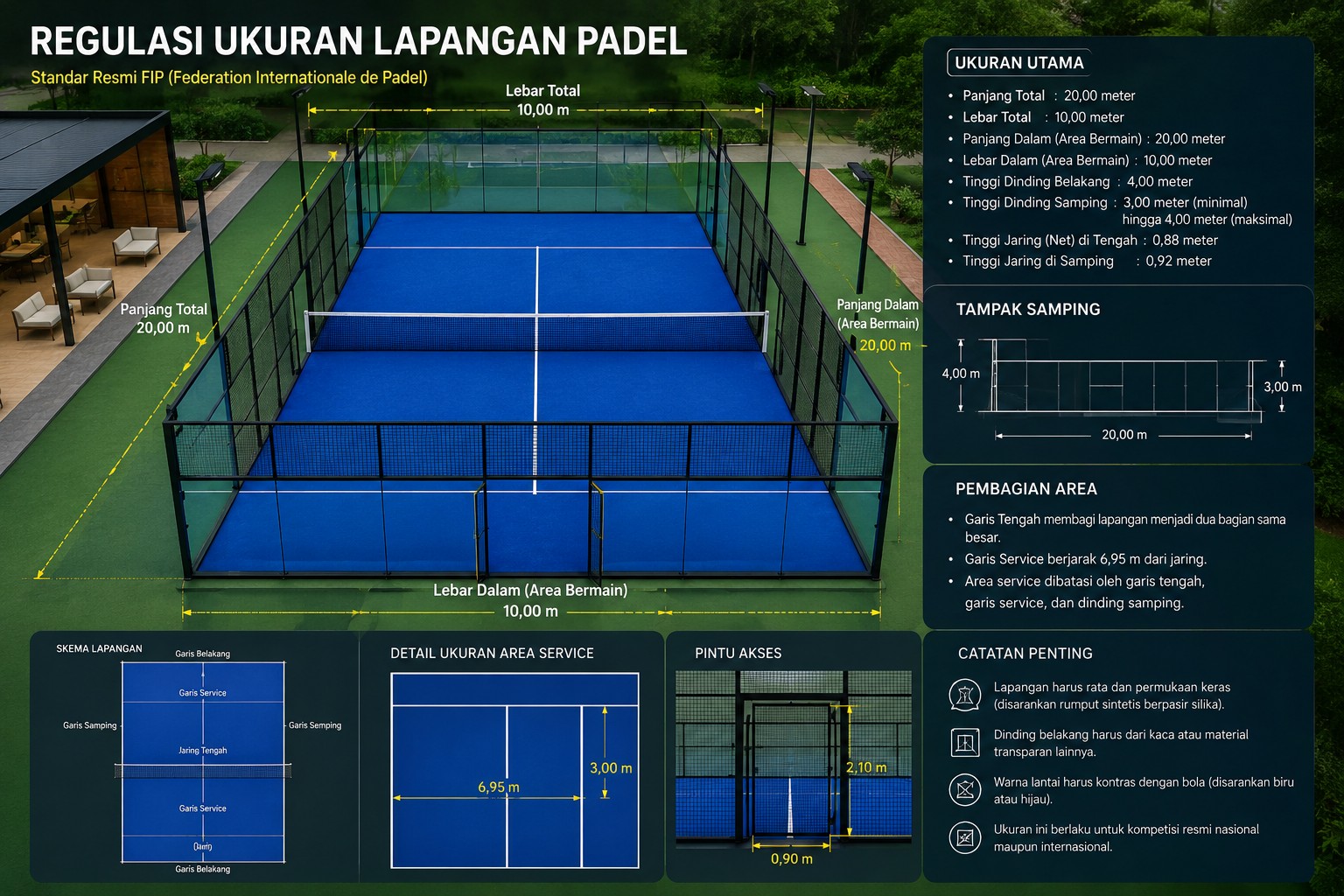 Regulasi Ukuran Lapangan Padel